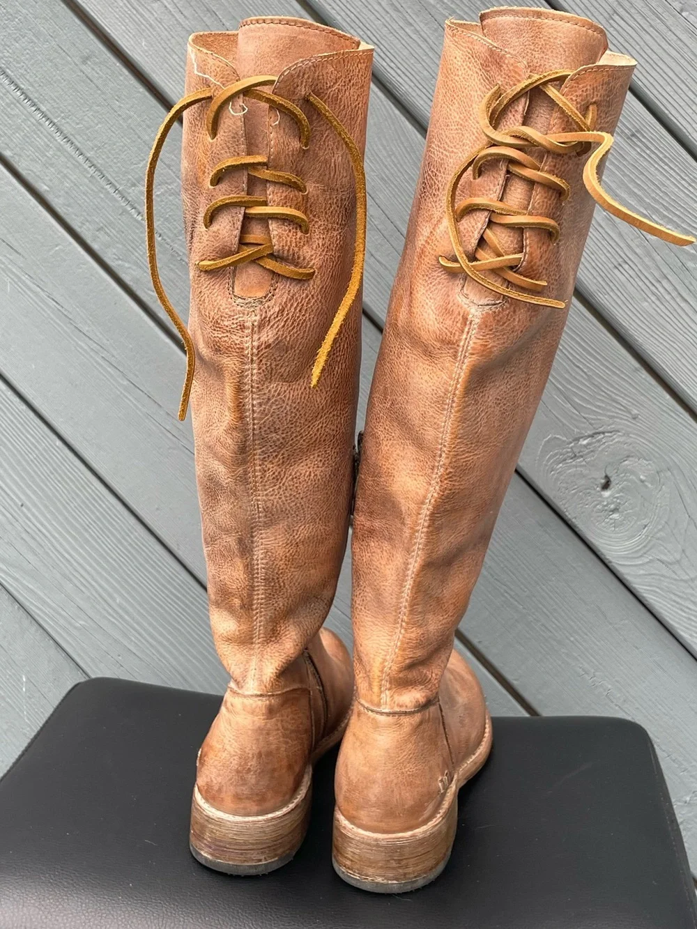 Bed Stu Women's Manchester Tall  Leather Riding Boots in Distressed Tan size 7.5